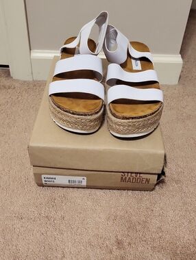 Steve Madden White Platform Sandals